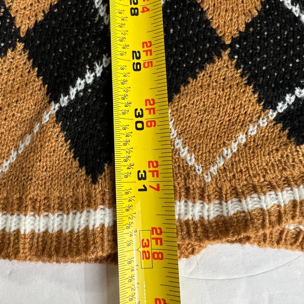 Derek Heart tan argyle sleeveless sweater dress preppy lightweight neutral fall - Picture 8 of 8